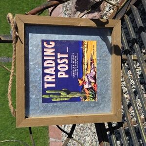 Trading Post Framed Wall Art - Rustic Wood Metal Frame